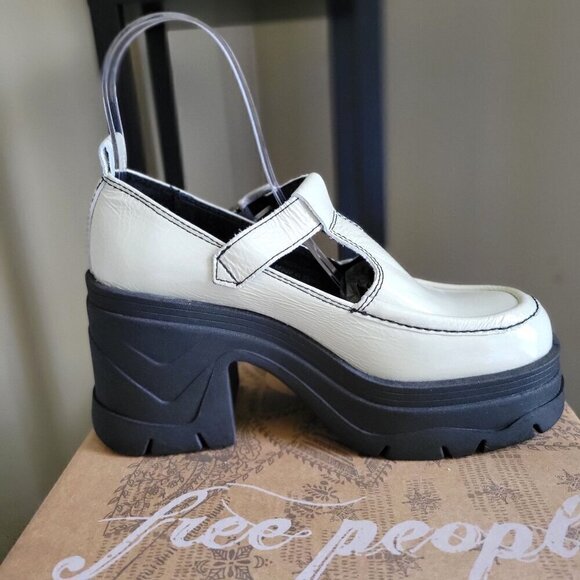 Free People Mayla WHT/ Black Patent Leather Platform Mary Janes- US SZ 7.5 - Picture 9 of 9